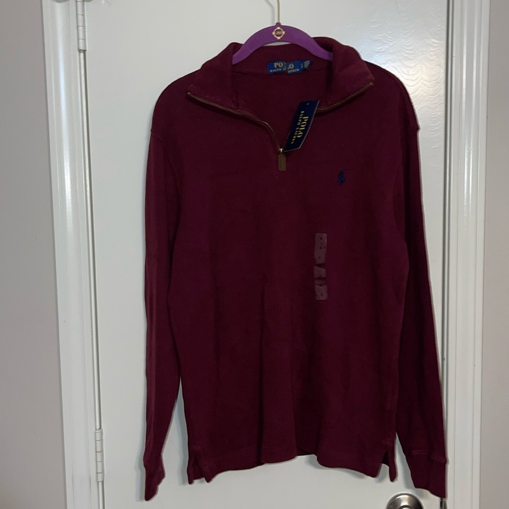Polo by Ralph Lauren Burgundy Quarter-Zip Long Sleeve Shirt